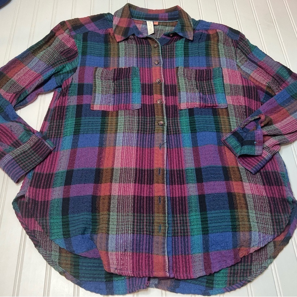Anthropologie Pilcro Plaid Button Front Shirt Top Womens XSP Petite. 490